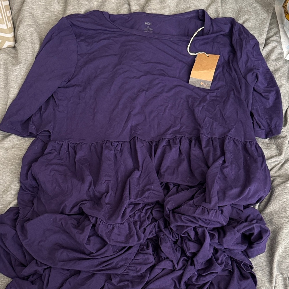 Kyte BABY Long Sleeve tiered dress. RETIRED COLOR eggplant